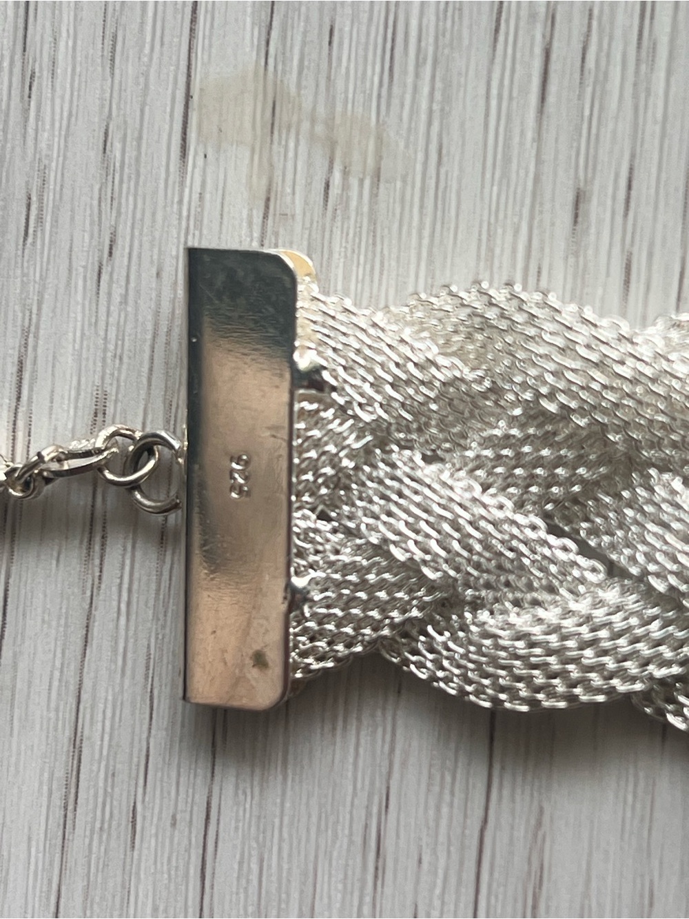 Vintage 925 Sterling Silver Braided Woven Mesh Wide Cuff Bracelet - Picture 3 of 6